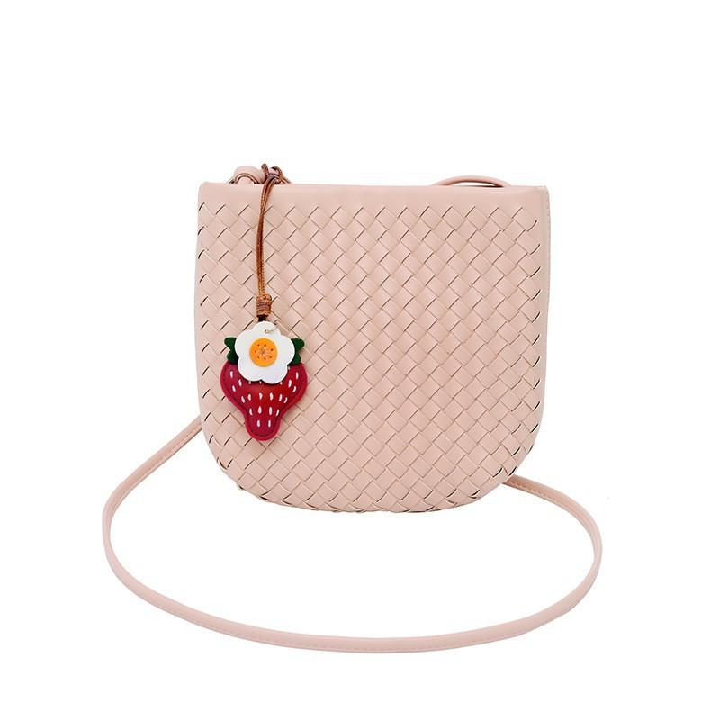 

Small Fresh Woven Bag Women s Western-style High-class Commuting Cross-body Niche Bucket Type Mobile Phone рожевий