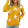 Dunhuang Women's Knit Sweater - Star Pattern, Round Neck, Long Sleeve, Casual Loose Fit.