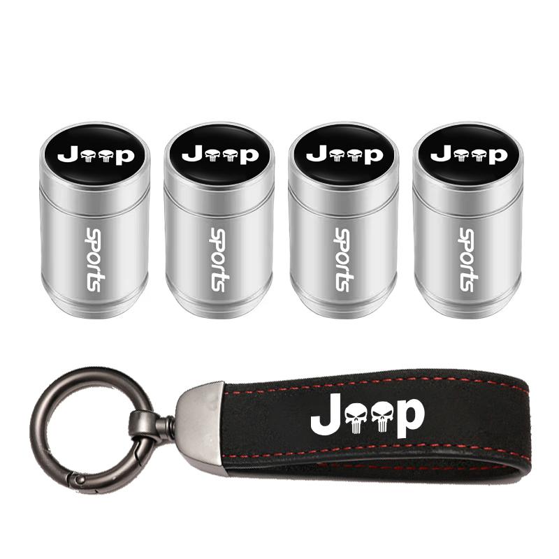 Car Tire Wheel Valve Caps Cover/Car Key Chain Ring Keychain For Jeep Wrangler Grand Cherokee Avenger Compass Wagoneer Gladiator AMR1