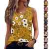 Damen ärmelloses Tanktop mit Blumendruck, U-Ausschnitt, Knopfleiste, lässige Sommerbluse, leichtes, atmungsaktives Gewebe