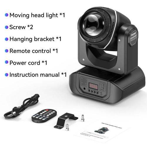 100W LED Moving Light, Stage Lighting, 10 Patterns, 8 Colors, High Brightness, Sound-Activated Strobe, Stylish, Compact, Rotating, DMX512, Remote Cont