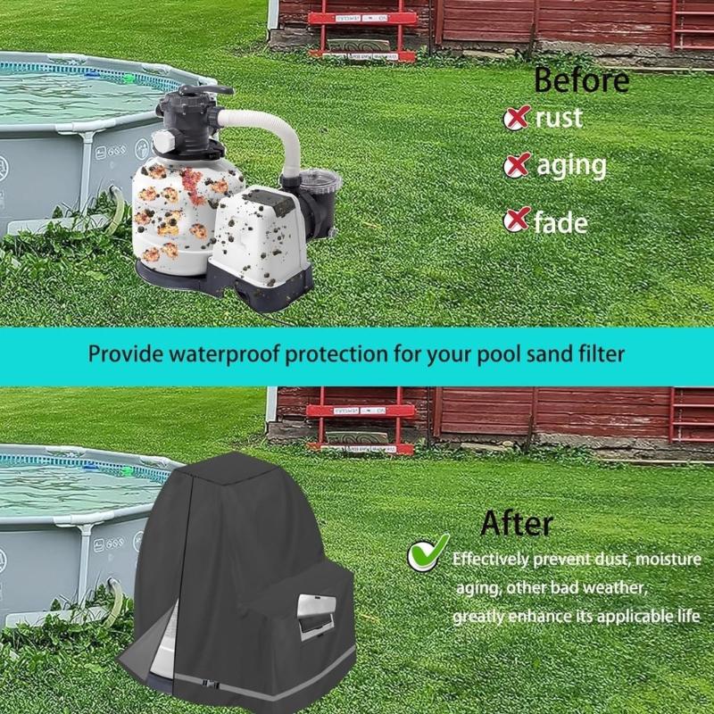 Weather Resistant Pool Pumps Enclosure Fit for 30.9-40.9cm Sand Filters Inground Systems Cover With Zippered Ventilation
