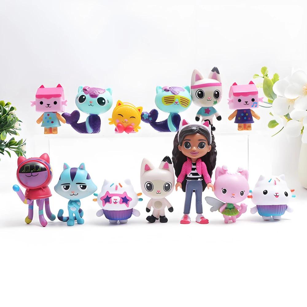Interesting Toys Girls 13Pcs/Set Gabby Dollhouse Anime Figures Smiling Car Cat Hug Gaby Dolls Mercat Cartoon Kids Xmas Birthday Gifts Toys