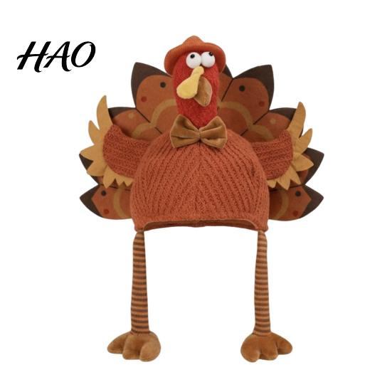 Funny Holiday Party Hat for Adults Turkey Adults, Thanksgiving Costume Accessory, Novelty Soft Creative Role Play Knitted Women, Men, Fall Headpiece