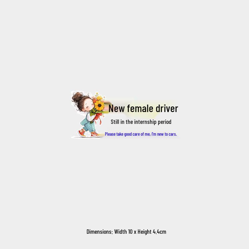 New Female Driver on Probation: Funnier Than the Car - Reflective Rear Windshield Sticker