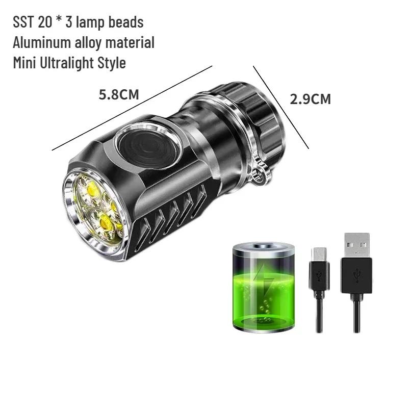 

3*светодиодный мини супер яркий мощный светодиодный фонарик USB перезаряжаемый 18350 супер яркий фонарь из алюминиевого сплава для кемпинга альпиниста 3000LM-A