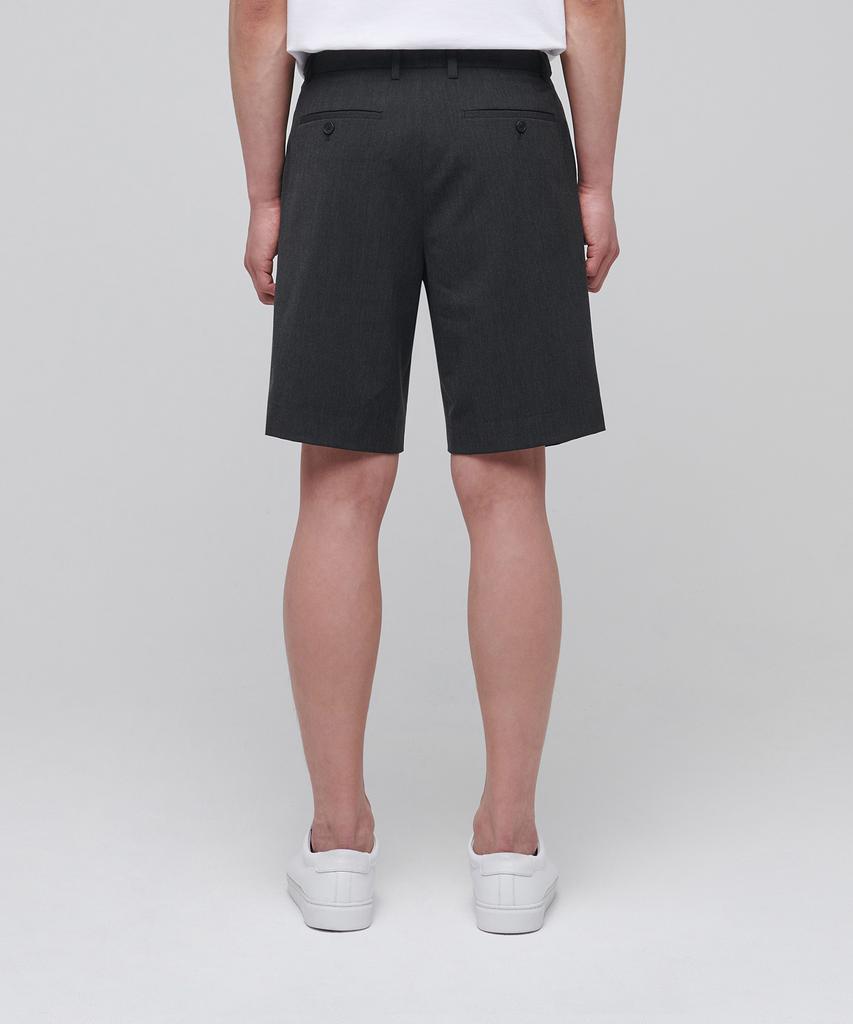 Musinsa Standard Lightweight Hidden Elastic Waist Half Slacks [Charcoal Gray]
