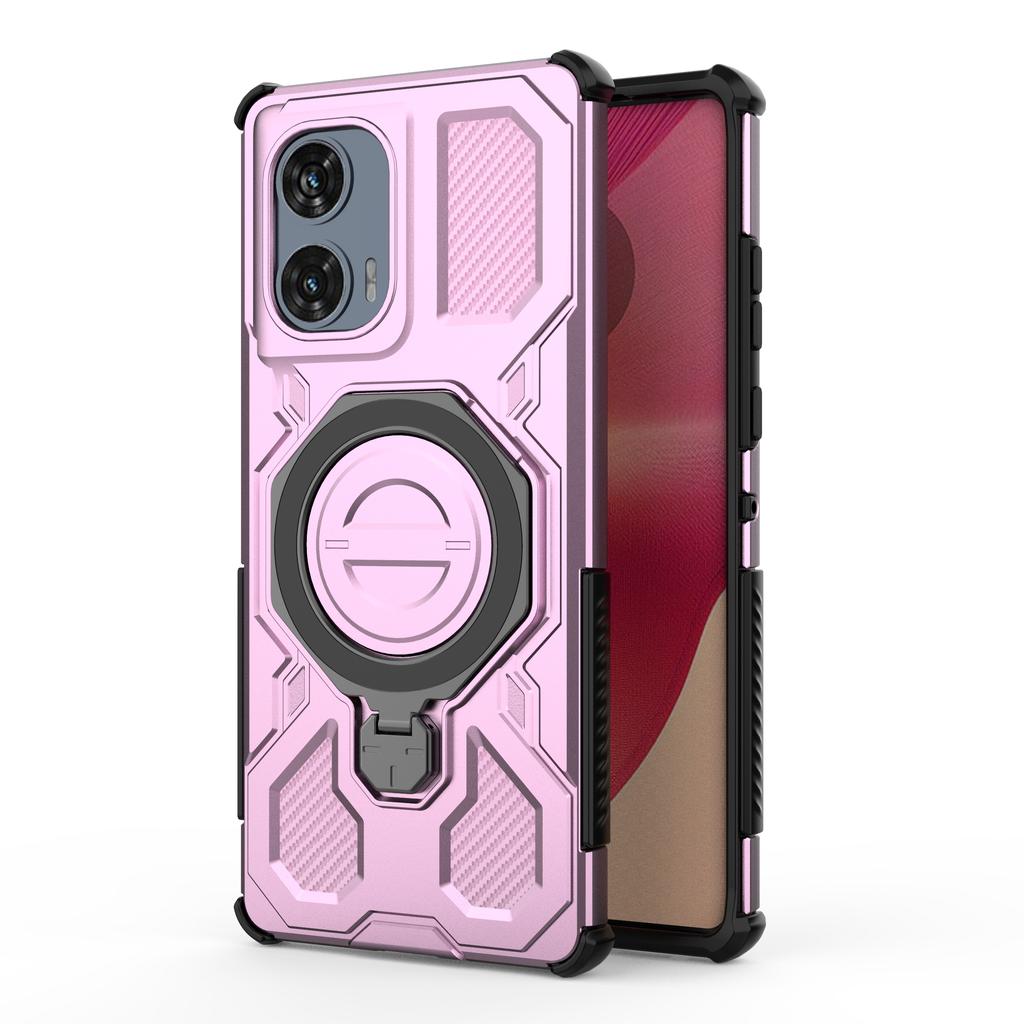 For Motorola Edge 50 Fusion 5G Magnetic Case Rotating Metal Kickstand PC + TPU Phone Back Cover