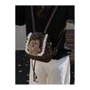 Korean Flannel Pattern Bear Backpack For Casual Daily Use