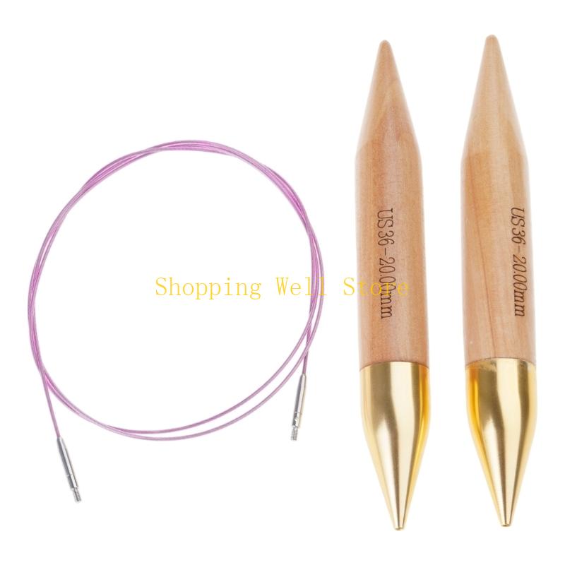 KX4B 2Pcs Interchangeable Knitting Needle Large Knitting Needle with 80cm Cable