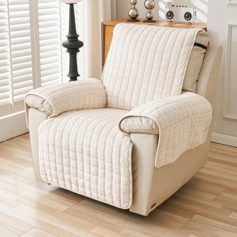 Verschleißfester Plüsch 1-Sitzer Relax-Sofaüberzug Rutschfester Sofa-Schutzbezug Stuhlbezug Wohnzimmer