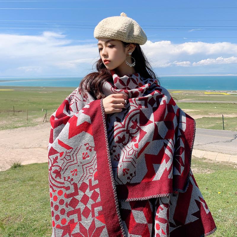 Women Shawl Wraps MODERN NEW SAGA Wool Scarf Knitted Cardigan Wool Stoles Autumn Winter Female Shawls Knit Tippet