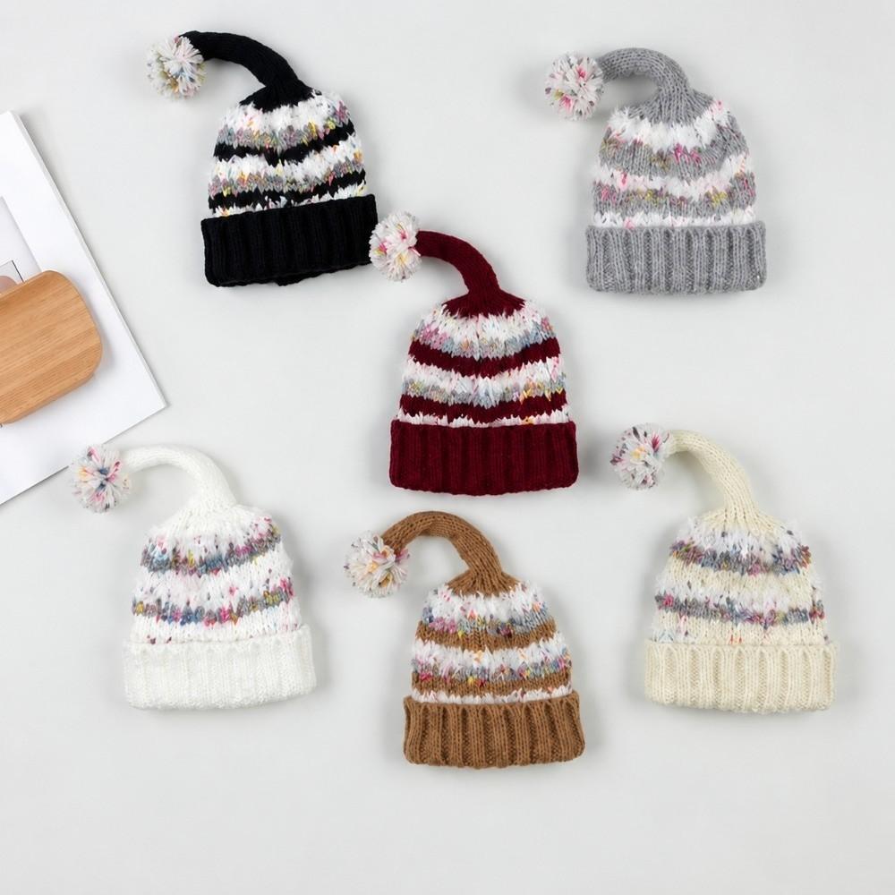 Windproof Children's Knitted Hat Thickened Baby Knit Hat Cute Polka Dot Elf Cap Winter
