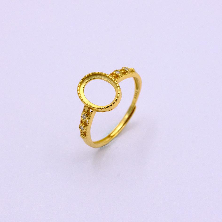 Позолоченное серебро 925 пробы филигранное овальное открытое кольцо-основа Gold (jjz1019) 7*9
