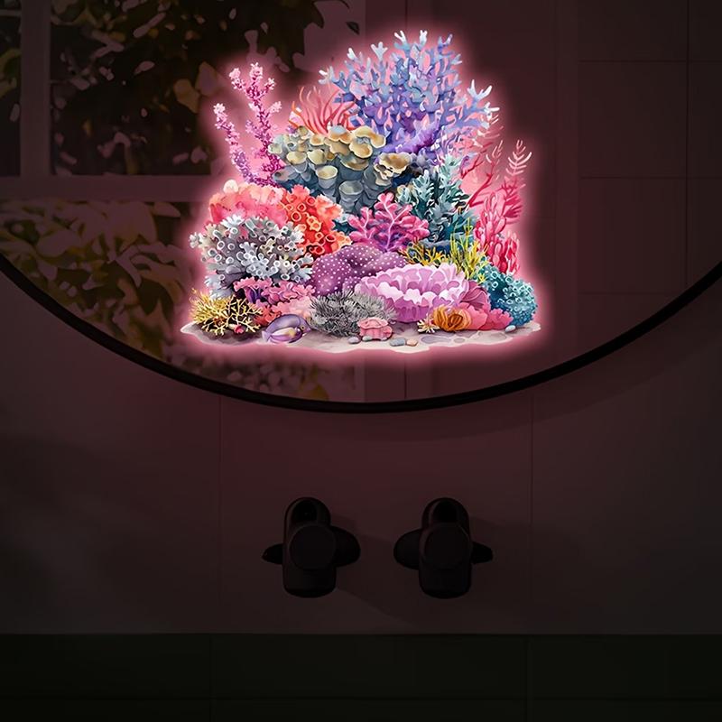 Glow-In-The-Dark Coral Reef Toilet Sticker Luminous Wall Sticker Home Decoration Self-Adhesive Removable Waterproof Car Sticker