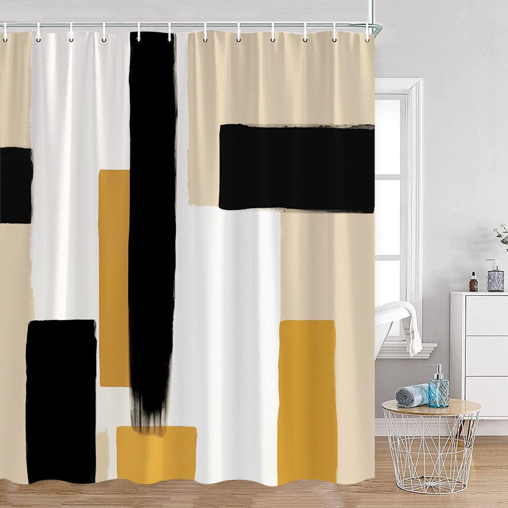 Abstract Geometrics Shower Curtains Mid-Century Nordic Minimalist Bathroom Decortaions Modern Polyester Bath Curtain With Hooks