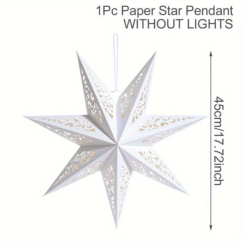 

1 шт., Подвесной кулон в виде звезды с прорезями, Классический фонарь-звезда Ид, Дизайн без подсветки для праздничного украшения, для дома, спальни, сада 45.01cm белый