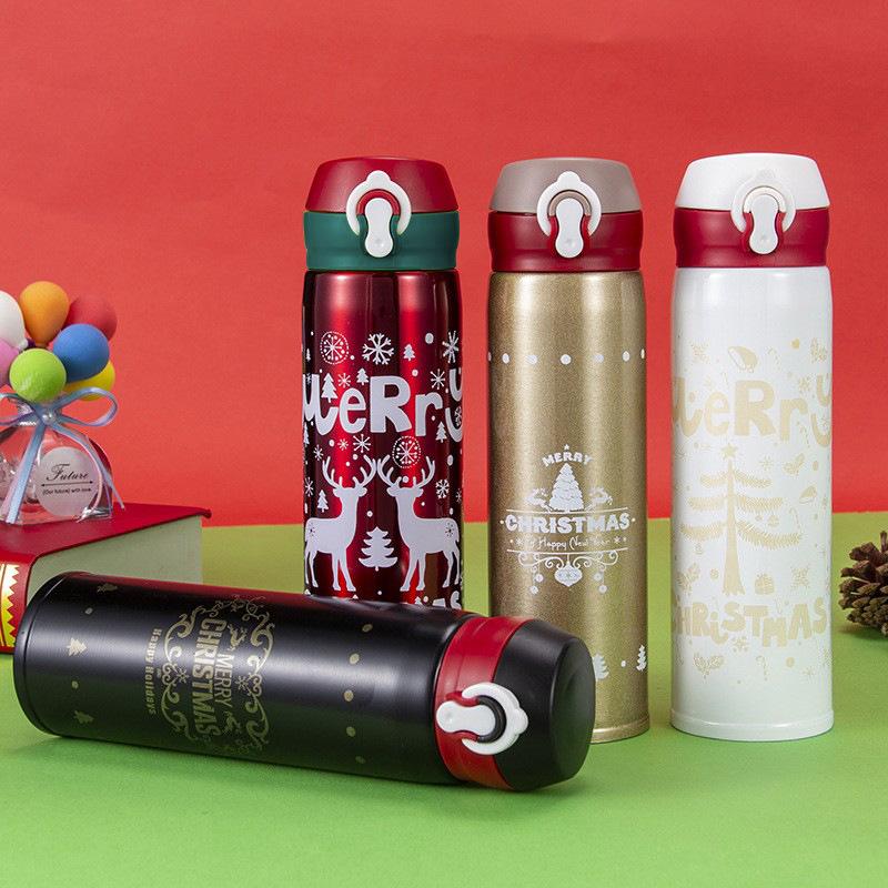 1 ks Vánoční vakuová termoska 500 ml Termoska na vodu, Festivalový inteligentní displej teploty, Izolovaný hrnek, Nerezový hrnek na vodu