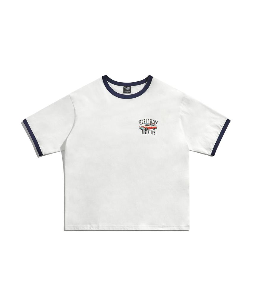 Peullukeu Worldwide Adventure Ringer Short Sleeve T-Shirt White Fst347
