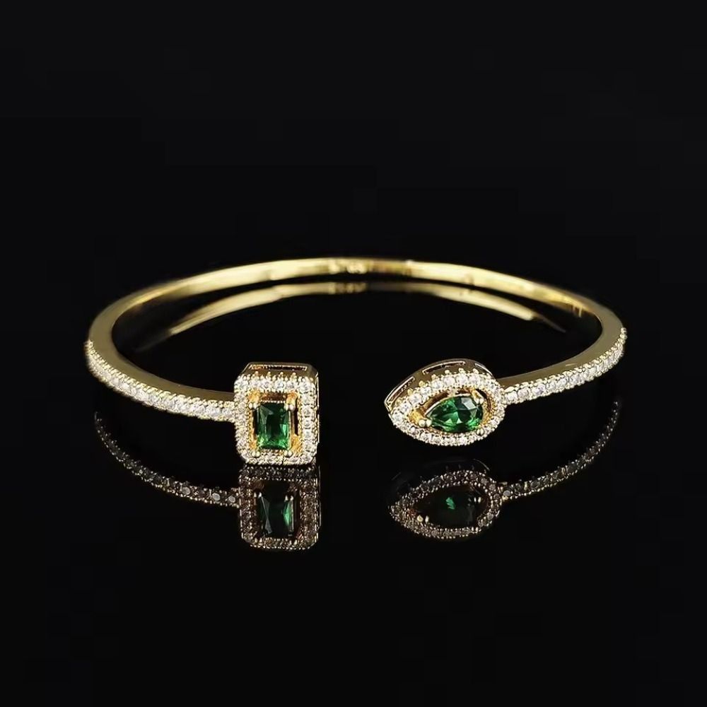 Waterproof Cubic Zirconia Cuff Bracelet Handmade Adjustable Open Bangle  Female Lady Girl