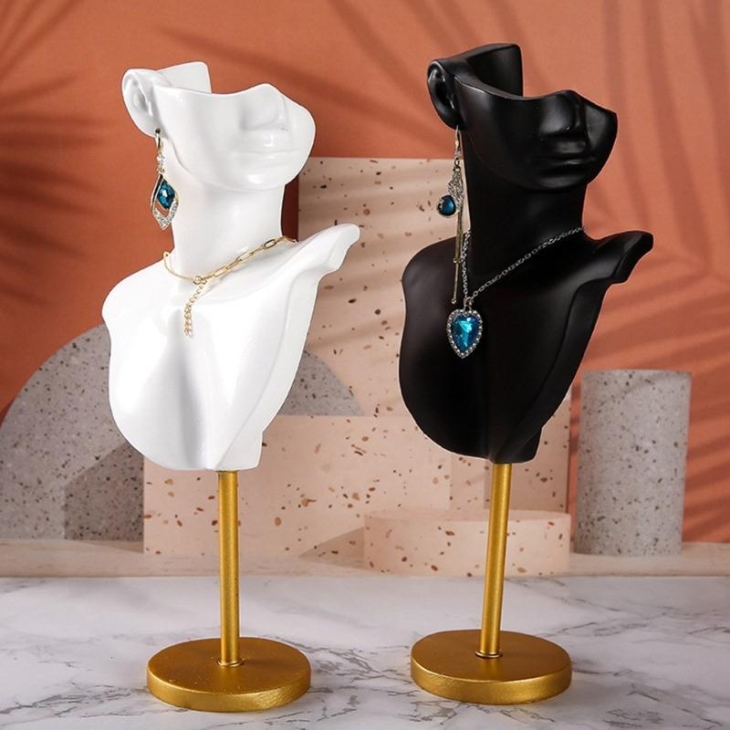 Chic Neck Model Stand Chic Necklace Bust Stand Jewelry Model Organizer Earrings Display Stand Resin Texture for Jewelry