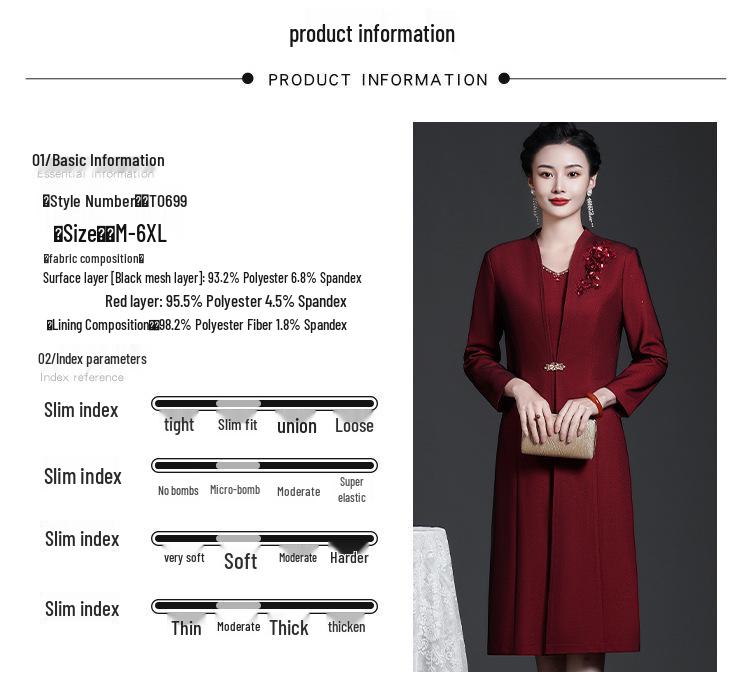 2022 Autumn/Winter Wine Red Women's Plus-Size Fleece Two-Piece Set for Middle-Aged & Elderly (Long Sleeve Jacket)
