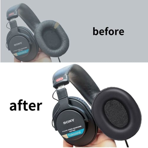 ShotR Replacement Ear Pads and Cushions for Sony MDR-CD900ST, MDR-7506, MDR-V6, and MDR-V7 Headphones, Protein Leather and Memory Foam, Black