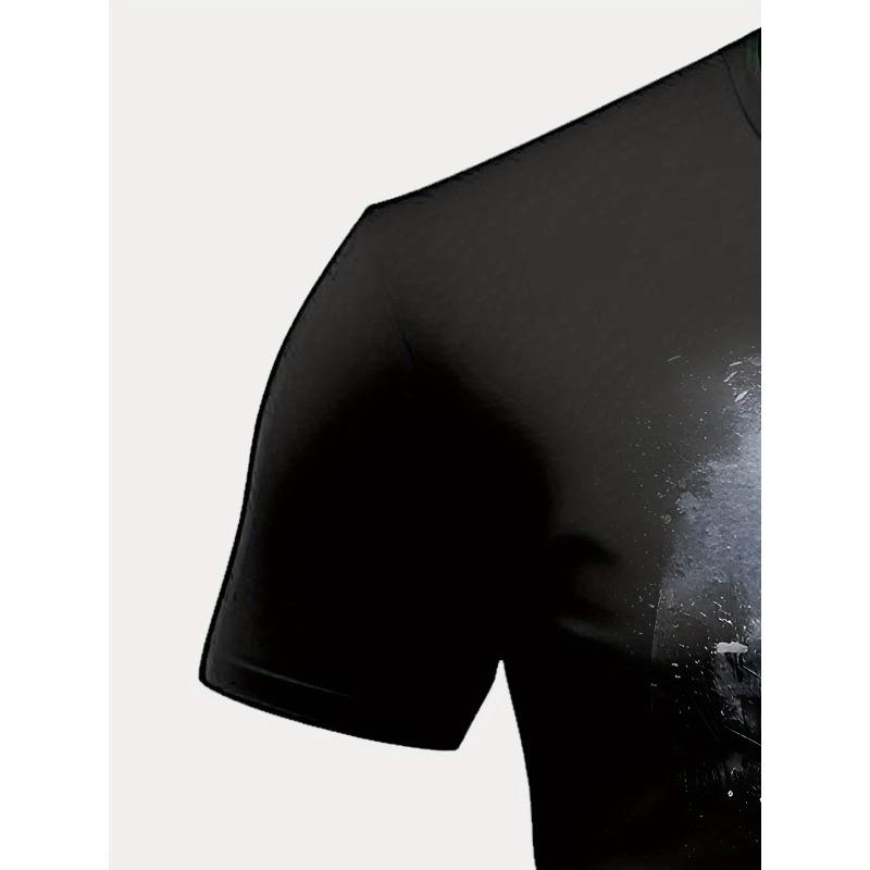 Męska koszulka gotycka z nadrukiem czaszki, rozmiar europejski - krótki rękaw, casualowa, z okrągłym dekoltem, z zadziornym wzorem kości, można prać w pralce, całoroczna góra do stylizacji