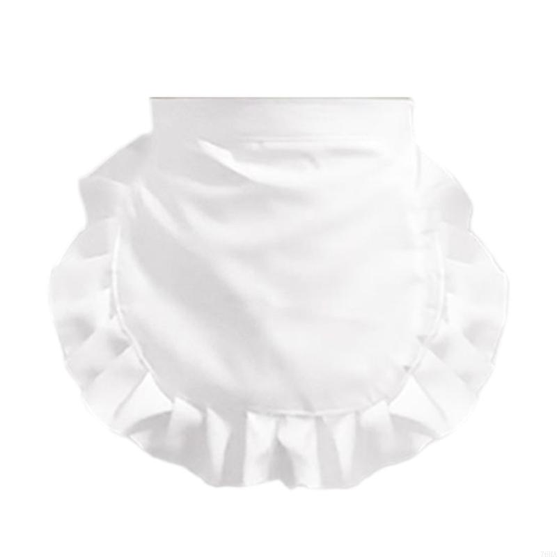 Maid Costume Apron Ruffled Waist Apron for Women Halloween Cosplay Adjustable Kitchen Cooking Apron for Cooking Baking