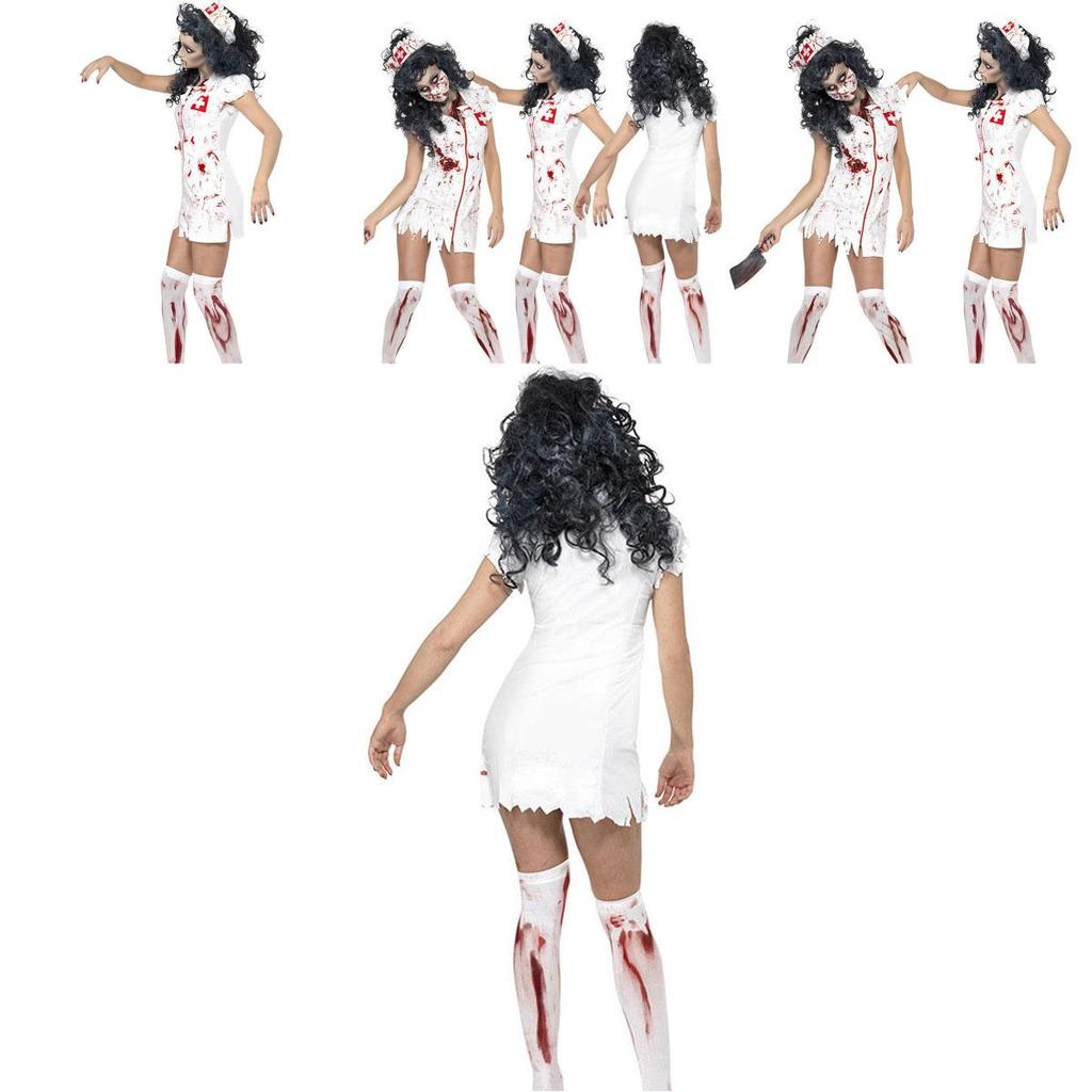 Premium Kalite Yetişkin Kadın Cadılar Bayramı Bloody Mary Şeytan Hemşire Cosplay Kostümü
