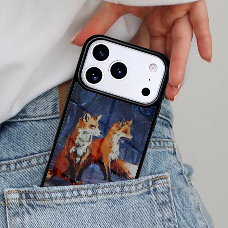 Cute Animal Fox Phone Case for iPhone 16e 15 14 13 12 17 Pro Max Plus Air 17pro Cover Coque