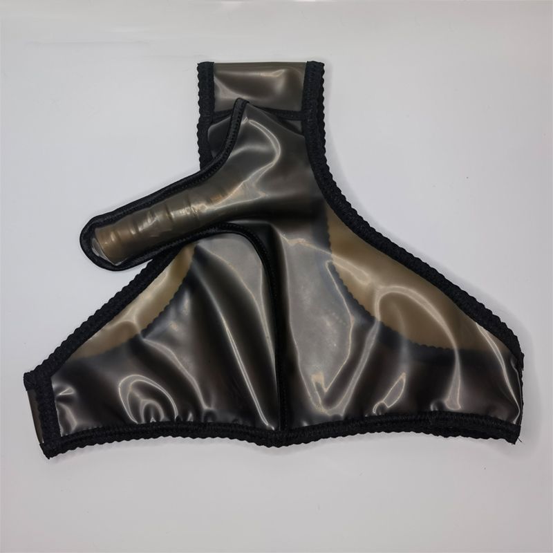 Sexy Men Latex Briefs Long Penis Sheath Fetish Lingerie Rubber Underwear Condom Gay Night Clubwear Roleplay Underpant