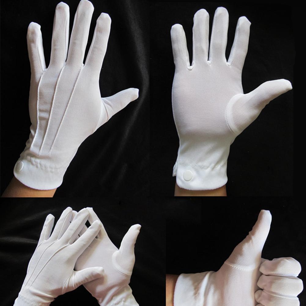 1pairs Formal Tuxedo Gloves - Nylon Guard Parade Gloves for Men and Women, White Cotton Marching Band Dress Gloves
