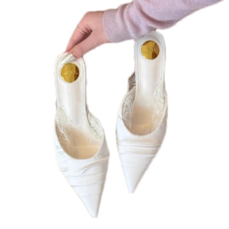 Elegant High Heels Slippers Pointed Toe Sandals 2025 New Designer Sexy Pumps Shoes Summer Fashion Trend Dress Zapatillas Mujer