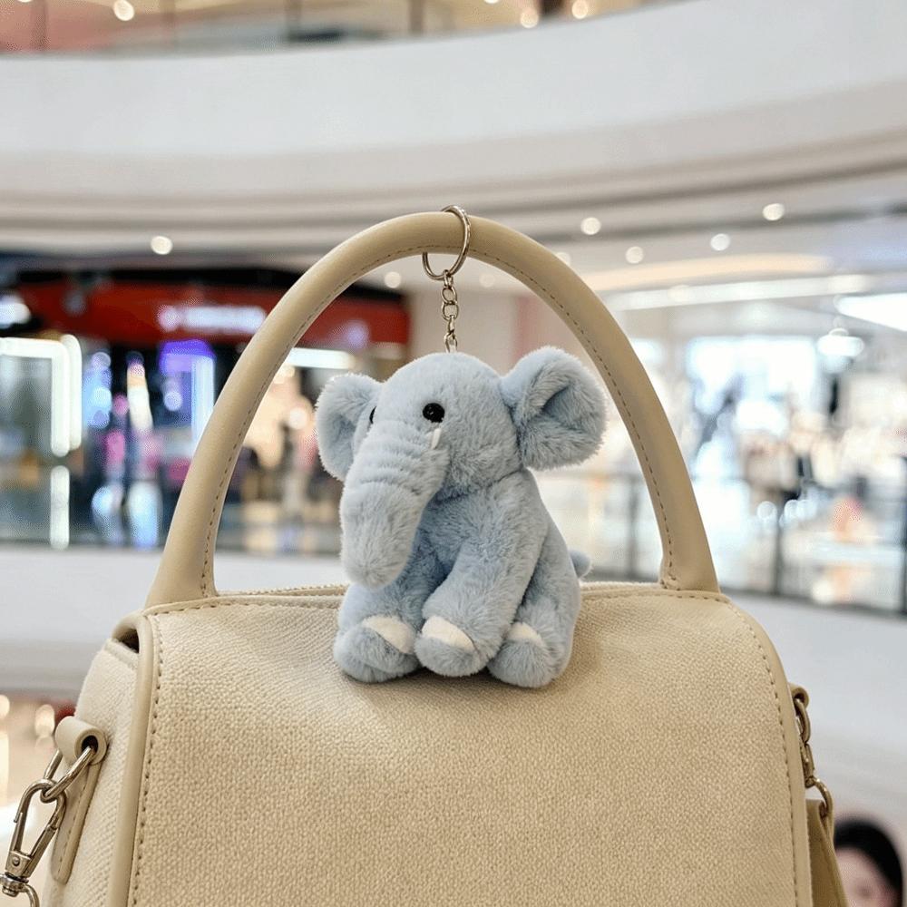 Soft Elephant Keyring Cute Cartoon Animal Bag Pendant Trinket Plush Stuffed Keychain Kids