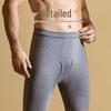 Men's Slim Fit Pure Cotton Autumn Pants for Middle-Aged & Elderly - Warm, Solid Color, Thin Wool Underpants