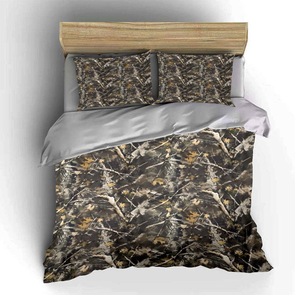 Camouflage Forest Leaf Print Bedding Duvet Cover Set (1*Duvet Cover 2*Pillowcases, without duvet insert)