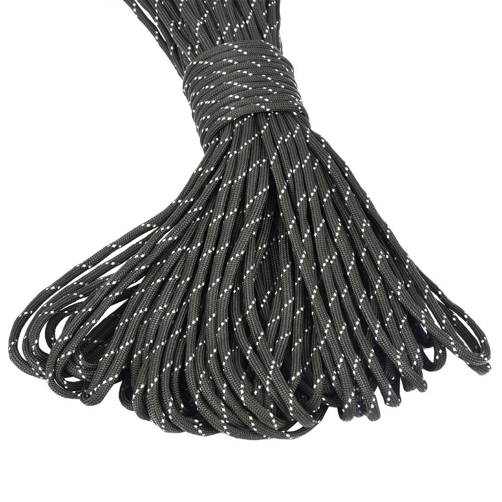 31m Reflective Multi Function Paracord Lanyard 9 Strand Rope for Camping Hunting(Black)