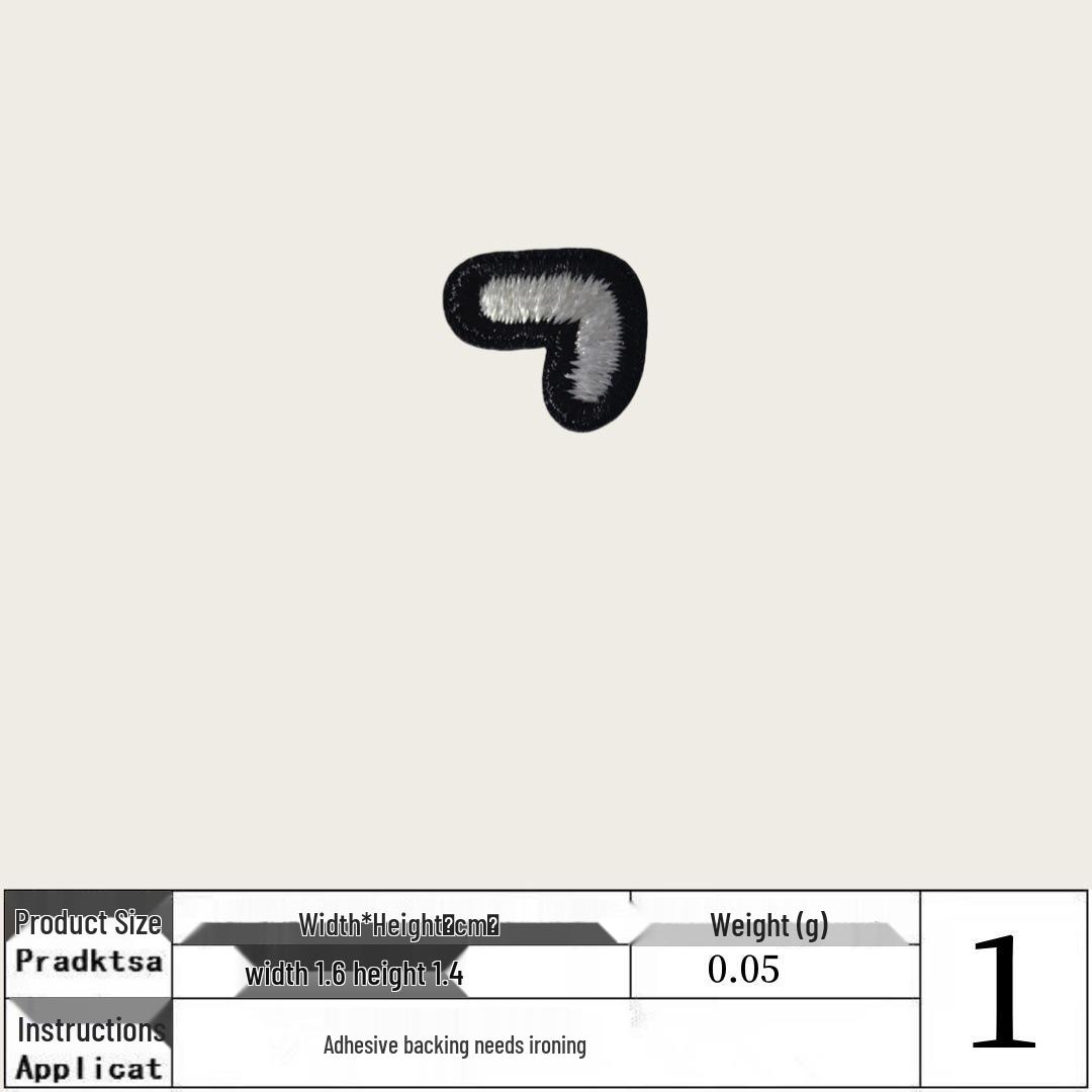 Текстильная нашивка в корейском стиле: Вышитая черно-белая термонаклейка для шляп, сумок и одежды