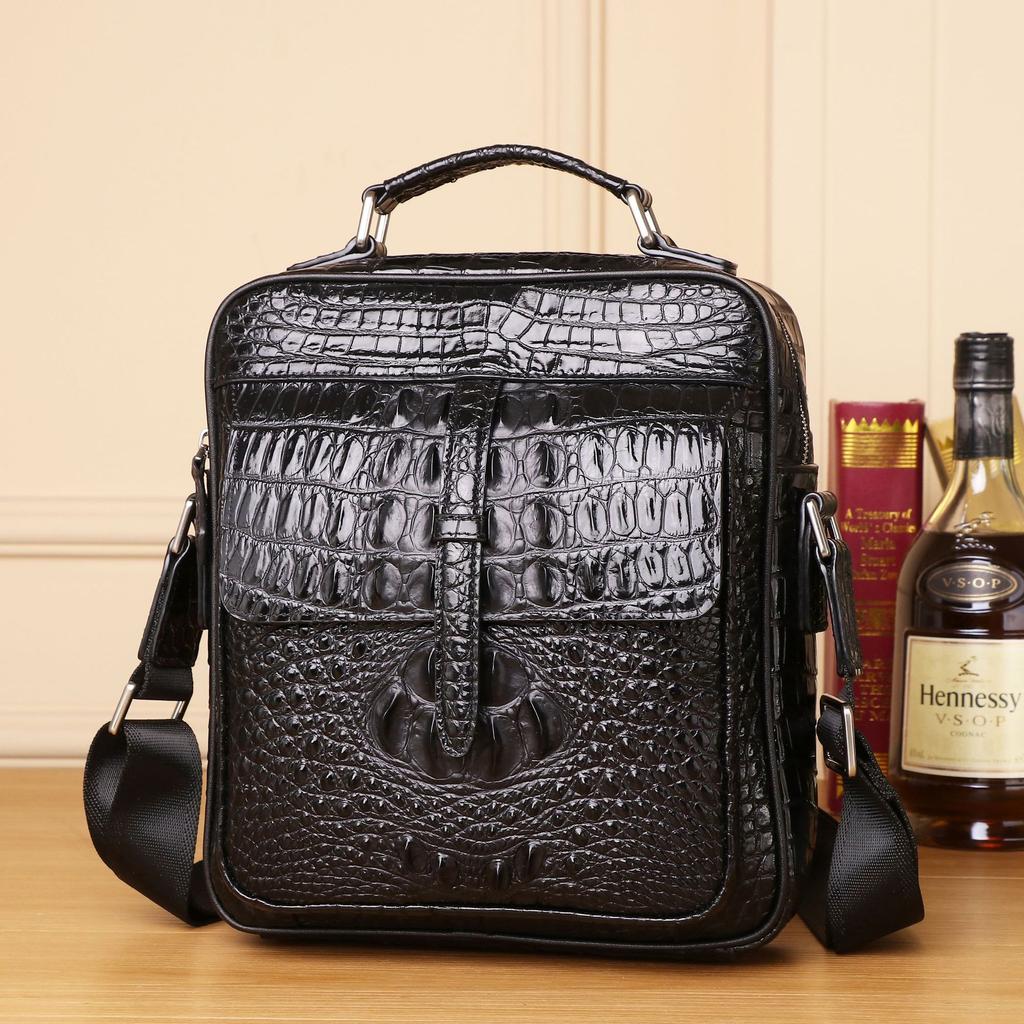 Crocodile-patterned Men's Bag, Daily Small Shoulder Bag, Business Crossbody Bag, Large Capacity Backpack, Casual Leather Men's Bag, Retro
