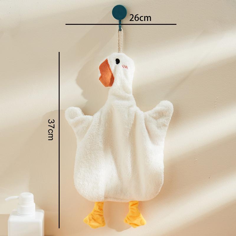 Cartoon Goose Hand Towel Kitchen Bathroom and Toilet Hanging Hand Towel Super Absorbent and Quick Drying