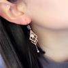 Purple Gold Rose Gold Geometric Rhombus Transfer Bead Earrings Temperament Hong Kong Style Cold Wind Light Luxury Earrings