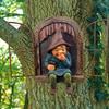 Zewnętrzny Krasnal Ogrodowy Elf Wychodzący Przytulacz Drzew Miniatury Dekoracja Ogrodu Zmyłki Dekoracja Ogrodowa