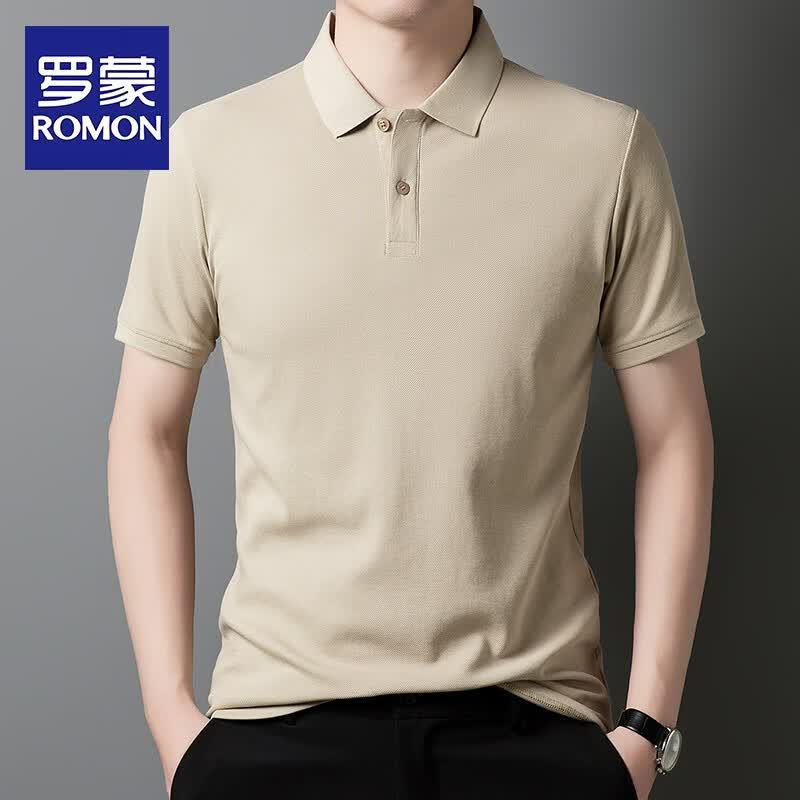 ROMON Men s Stylish Business Casual Short Sleeve Polo Shirt 2XL