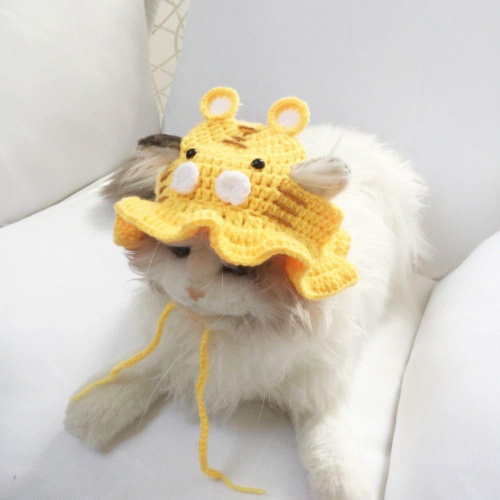 Cute Cartoon Handmade Warm Elastic Frog Hat Pet Cap for Party Photo Props Cat Hat