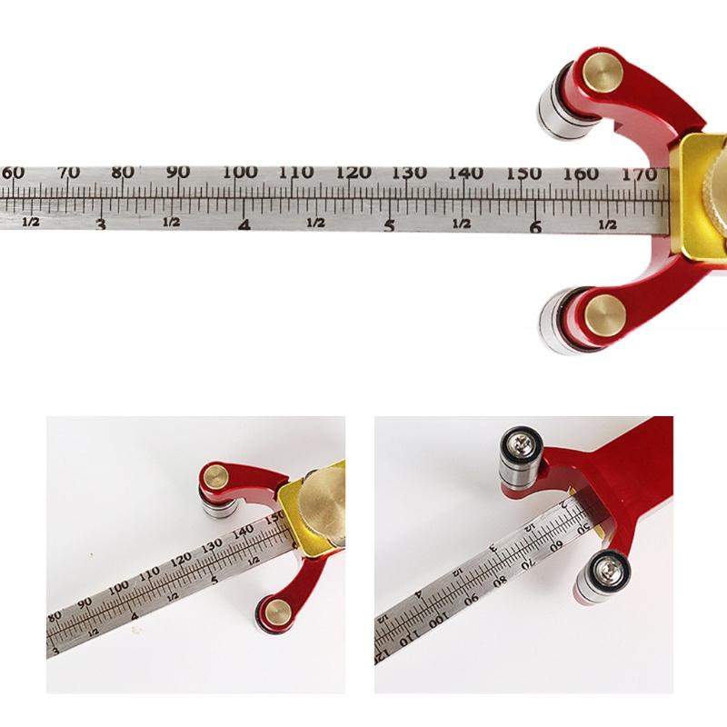 0-200mm Holzritzer mit Laserskala Metrisch/Zoll Anreißwerkzeuge Aluminiumlegierung Zeichenwerkzeug Holzbearbeitung DIY Werkzeug 3 in 1