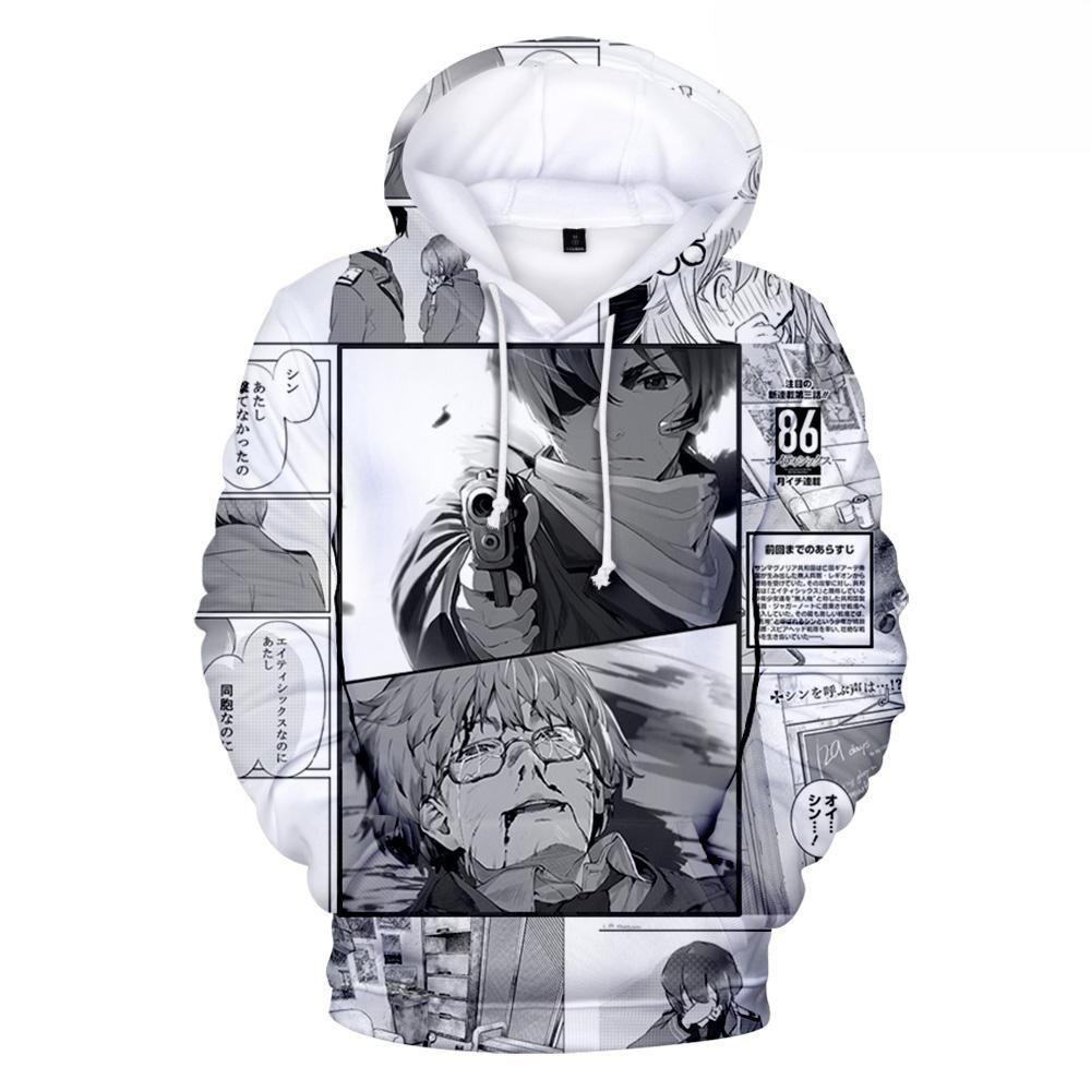 Monochrome Maiden Anime Hoodie, Men's Autumn Winter Warm Fleece Sweatshirt, Black White Anime Girl Graphic Pullover for Weekend Casual Trips