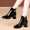 2026 Herbst und Winter Neue Kleine Stiefeletten Lässig Runde Spitze Lackleder Vintage Damen Nackte Stiefel