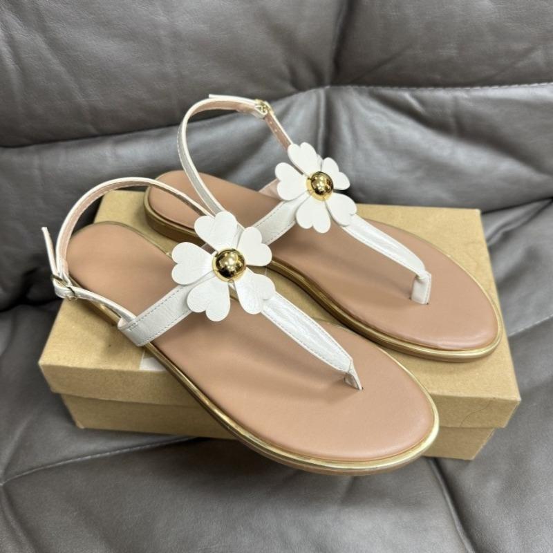 

Fashion Casual Vacation Women Flat Sandals Clip Toe Sweet Flower Daily Ladides Beach Shoes 2025 Summer New Comfortable Sandalias Mujer 41 слоновая кость