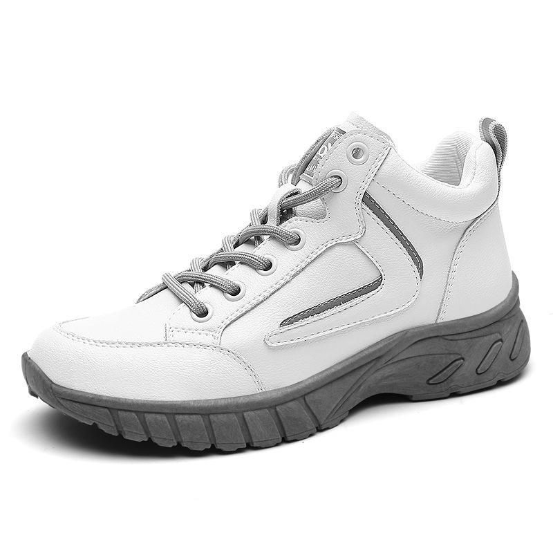 Soft sole sports shoes women's new autumn winter black thick sole plus velvet leather casual sneakers shoes C1332